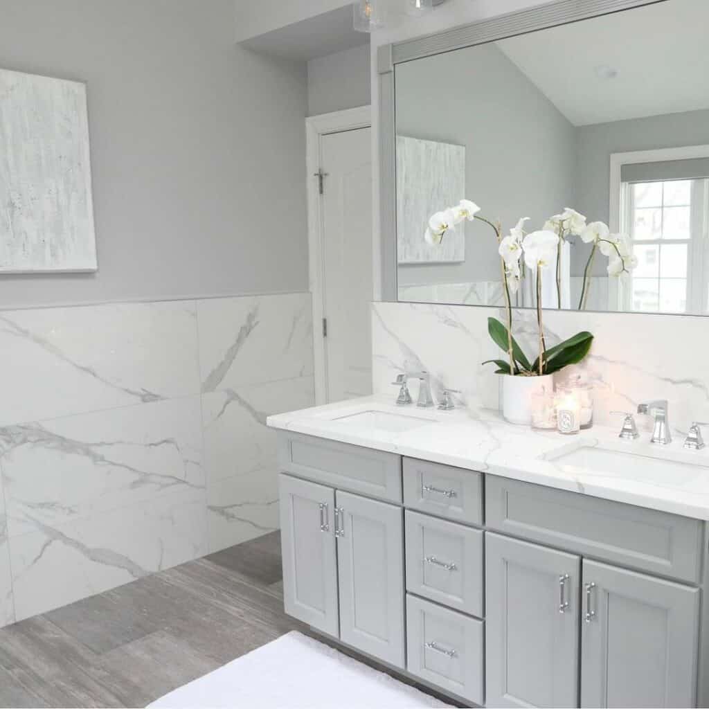Calming White and Gray Marble Bathroom Ideas Soul & Lane