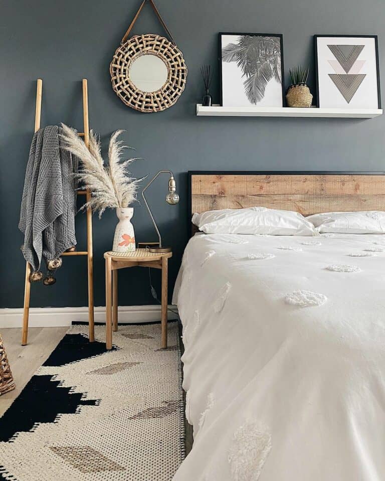 Charcoal Gray Boho Bedroom Accent Wall
