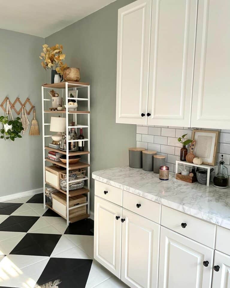Checkered Flooring Displays Standing Shelves