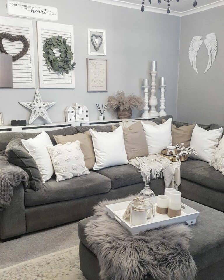 Chic Monochrome Living Room With Gray and White Elements