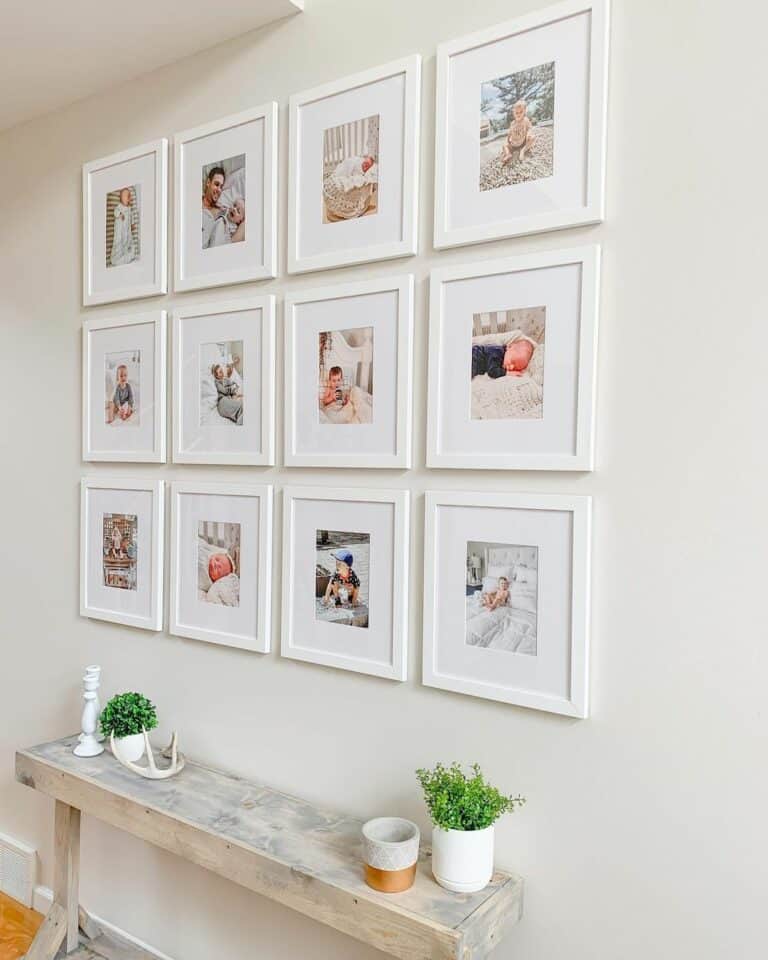 Chic White Frame Photo Gallery Display