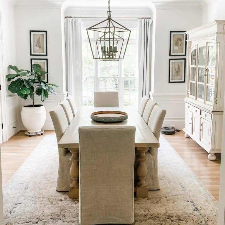 Classic Dining Table With Geometric Chandelier