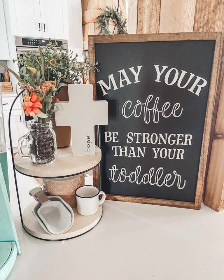 Coffee Bar Tray With Chalkboard Sign