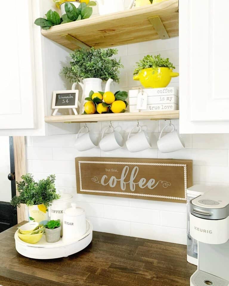 Coffee Bar With Greenery and Lemon Décor