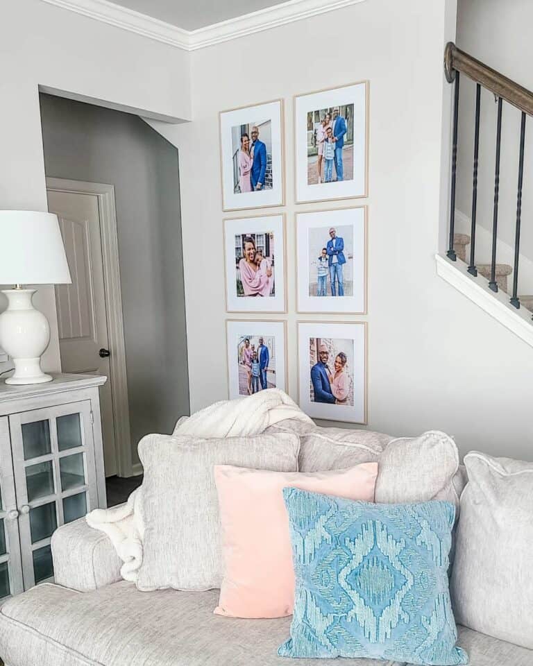 Coordinating Framed Photographs and Living Room Décor