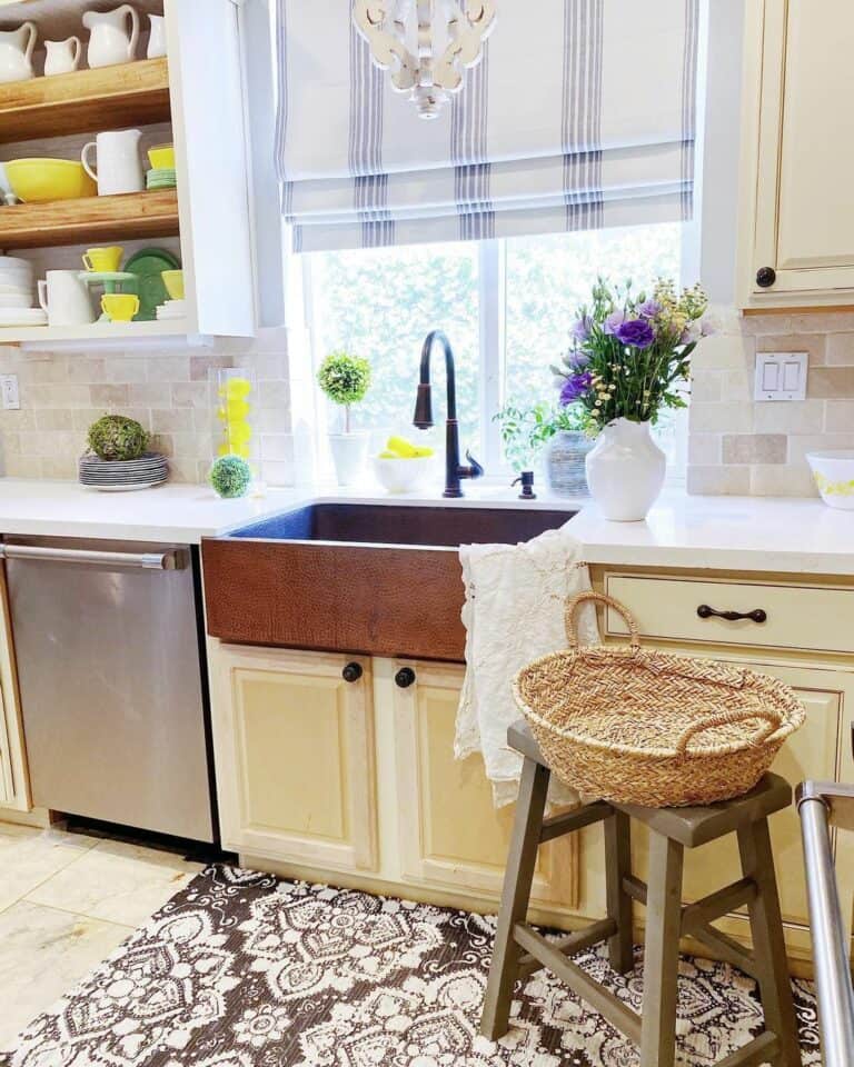Cottage Kitchen With Copper Sink