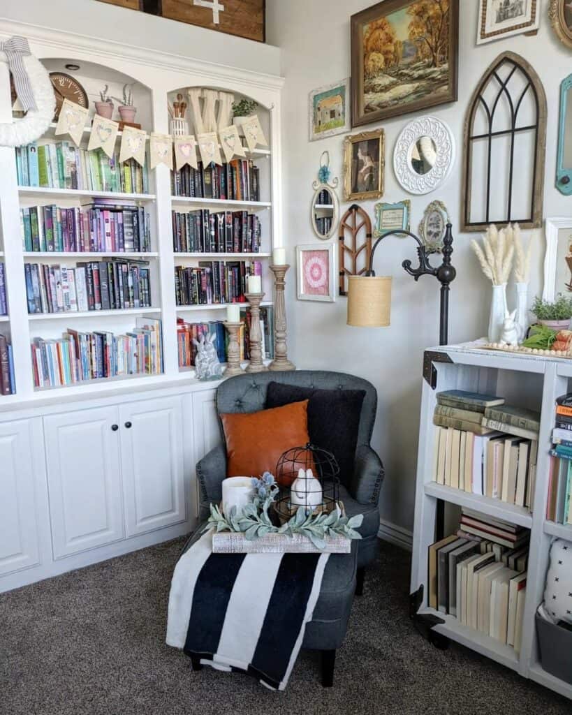 Cottage Reading Room With Framed Wall Décor