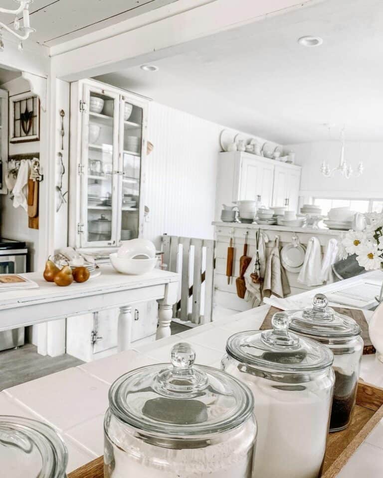 Country Cottage Kitchen With White Tableware
