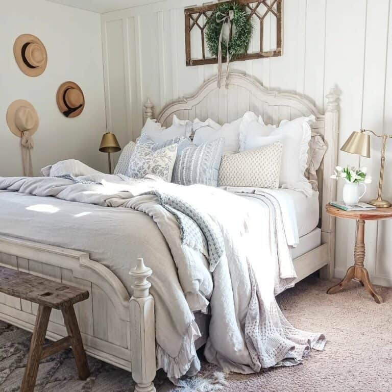 Cozy White French Country Bed