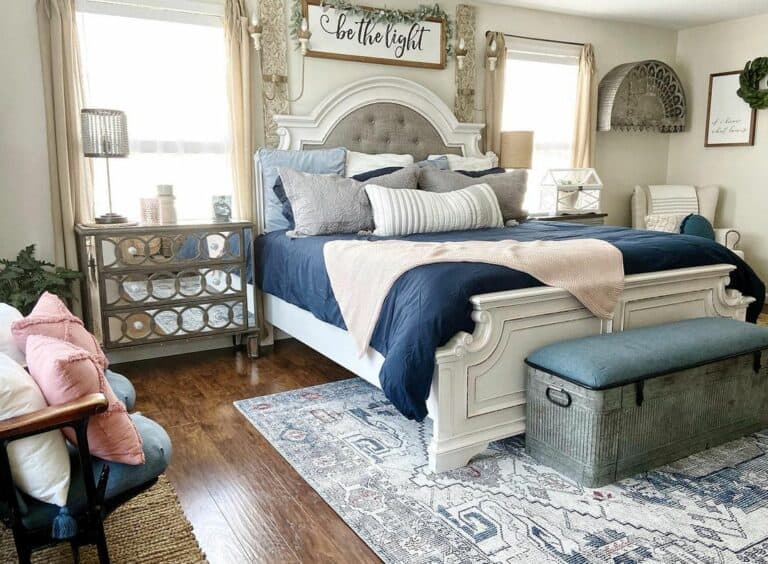 Cozy White and Gray French Bed