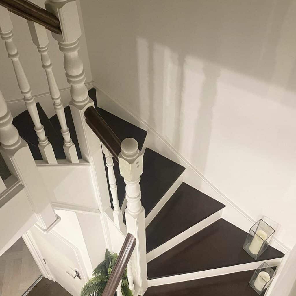 Dark Wood Treads With White Risers