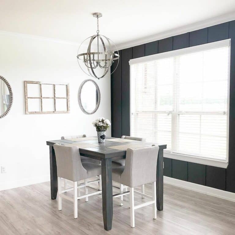 Deep Gray Board and Batten Dining Room Accent Wall