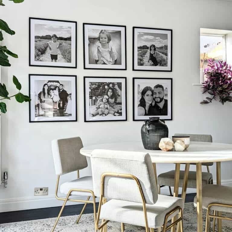 Dining Room With Black Frame Gallery Photo Wall