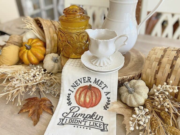 Dining Table With Harvest Pumpkin Centerpiece