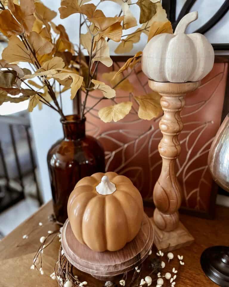 Fall Table With Small Decorative Pumpkins