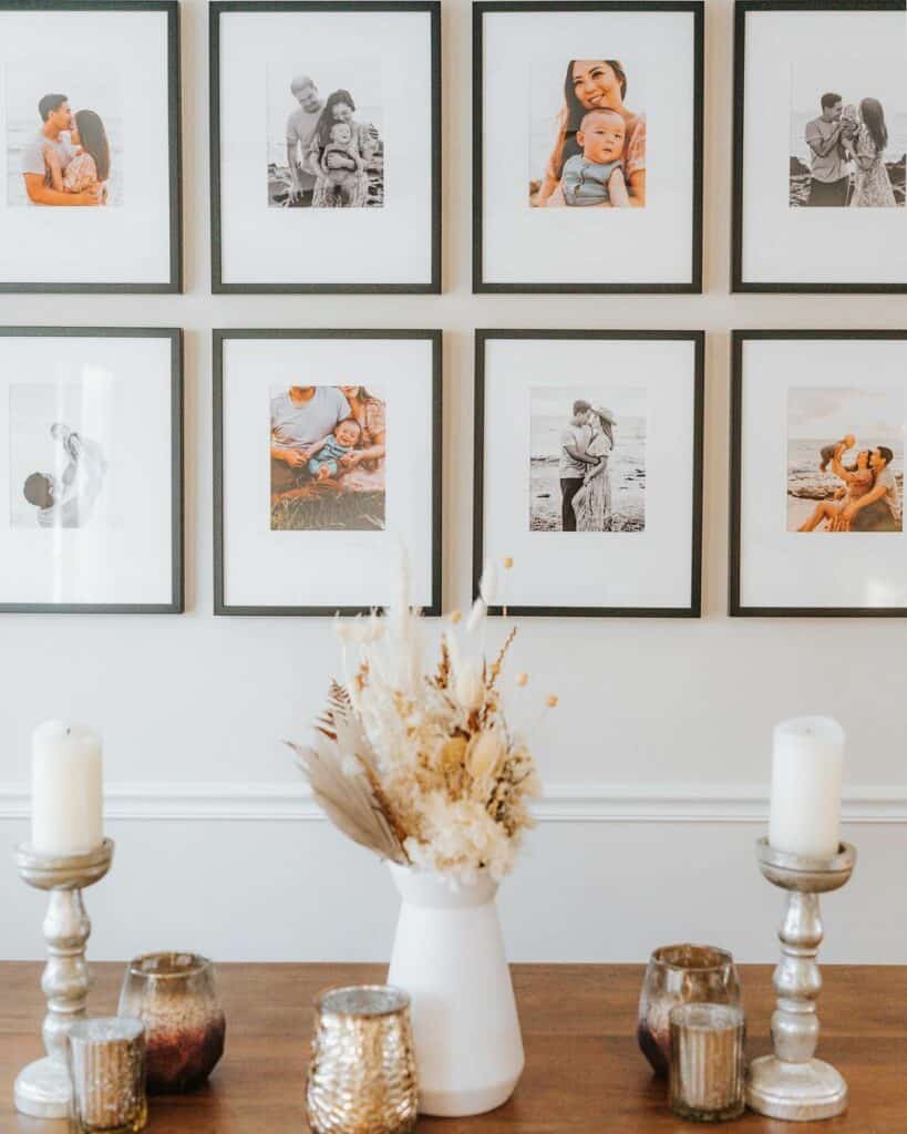 Family Pictures in Black Frame Gallery Wall