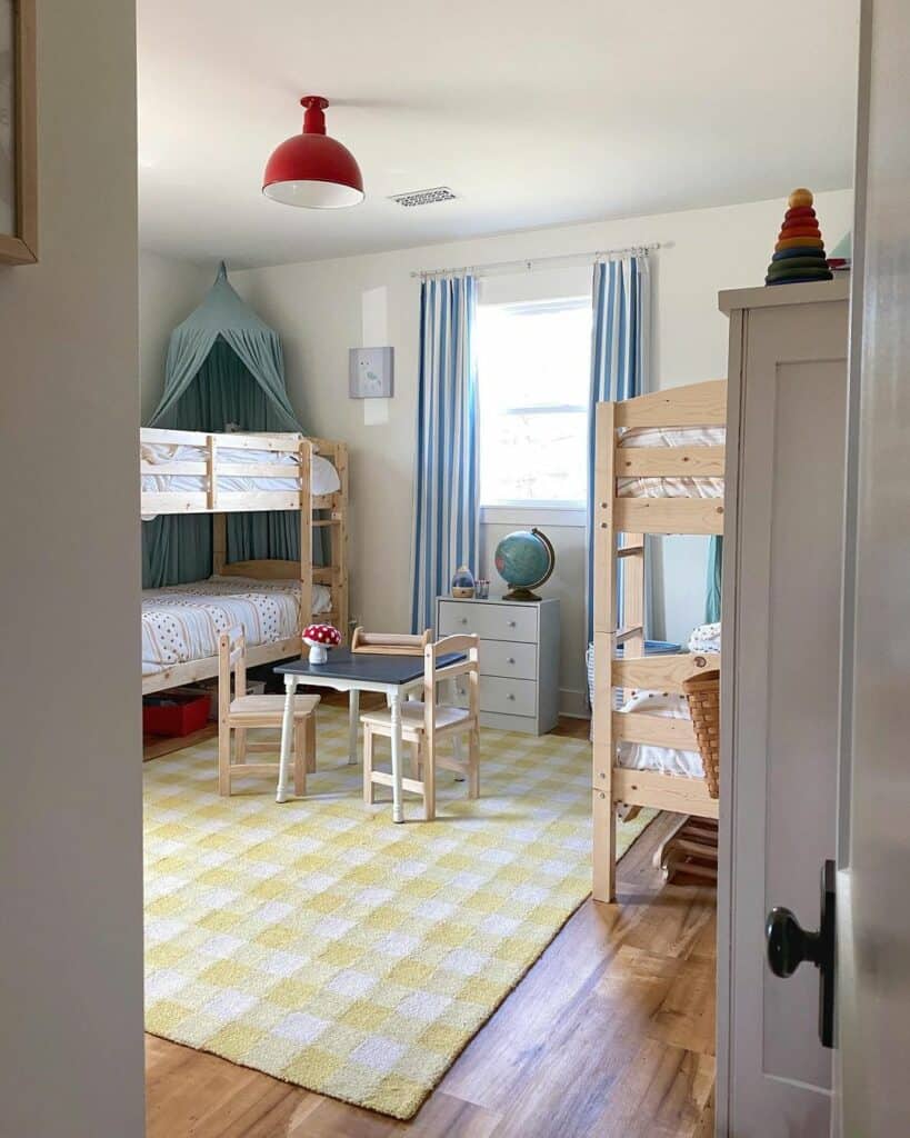 Farmhouse Bedroom With Bunk Beds for Low Ceilings