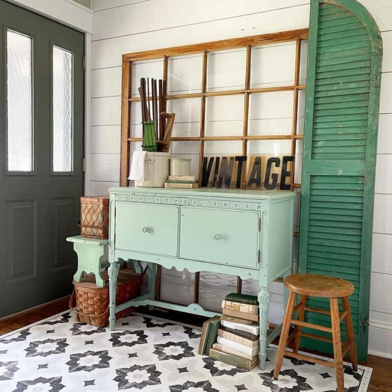 Farmhouse Entryway With Vintage Décor