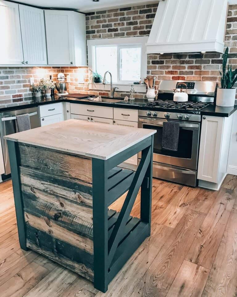 Farmhouse Kitchen With Rustic Island