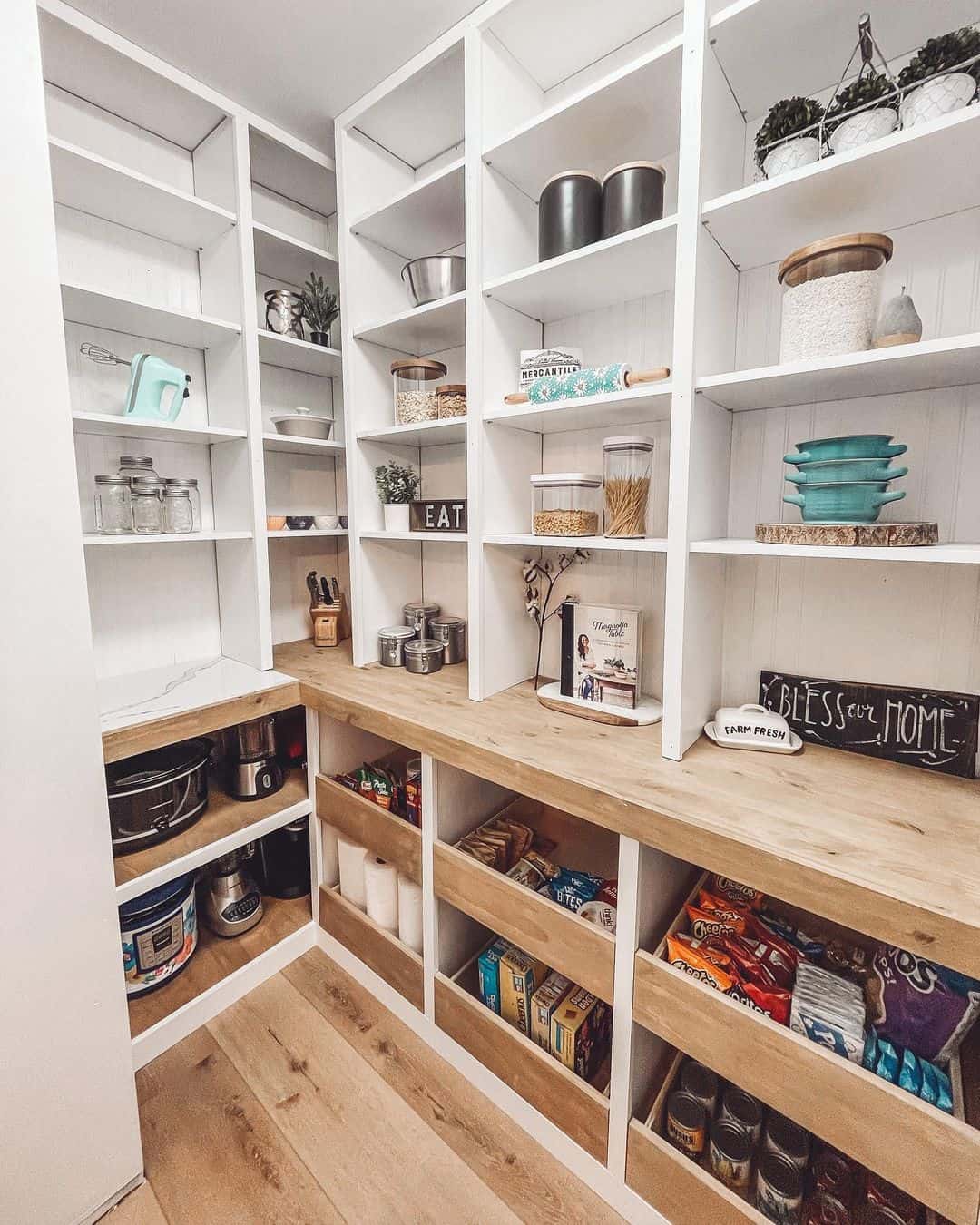 Farmhouse Pantry With Wooden Countertop - Soul & Lane