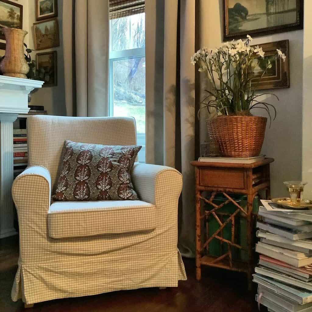 Farmhouse Reading Corner With Cushioned Armchair
