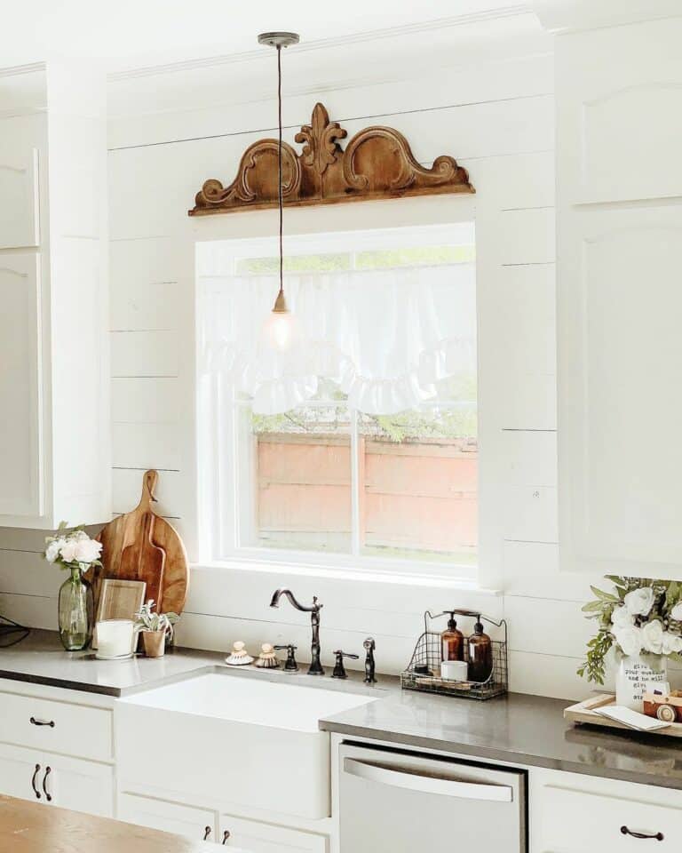 Farmhouse Sink Kitchen With Shiplap Wall