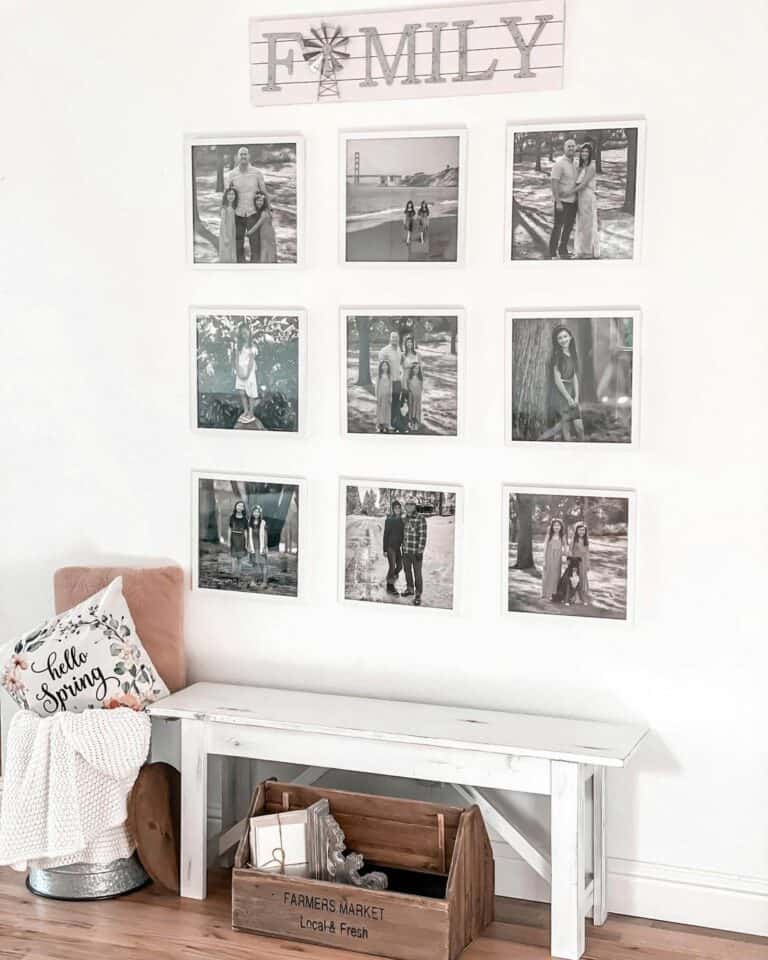 Farmhouse Study Room With Monochrome Picture Wall