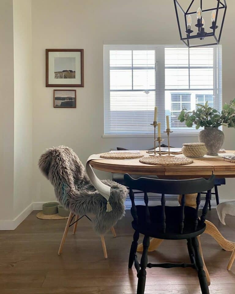 Faux Fur Chair Cover and a Pedestal Table