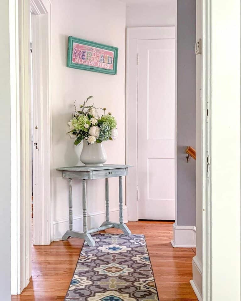 Floor Runner Leads To Hallway Console Table