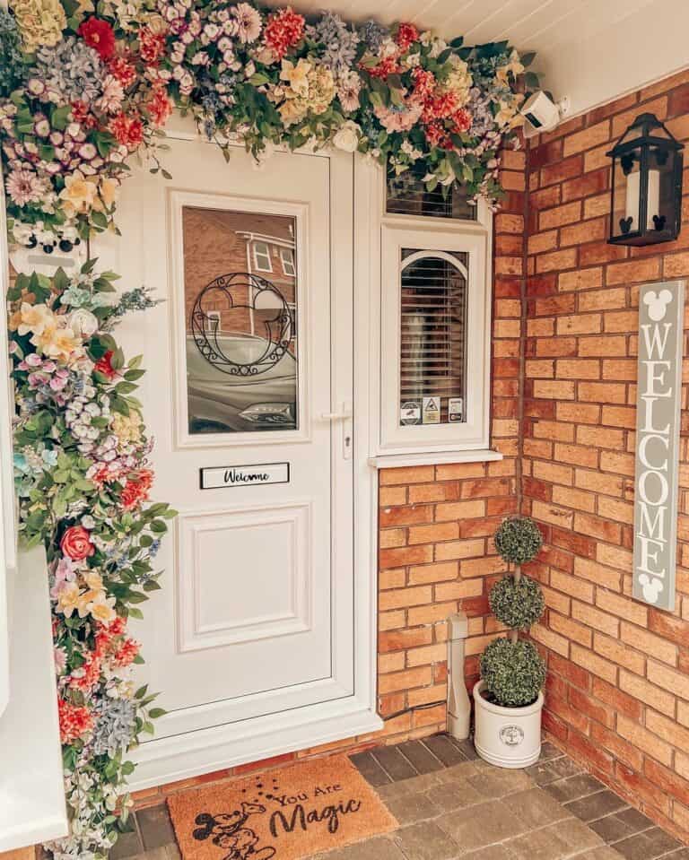 Floral Display Draped Over a Doorway