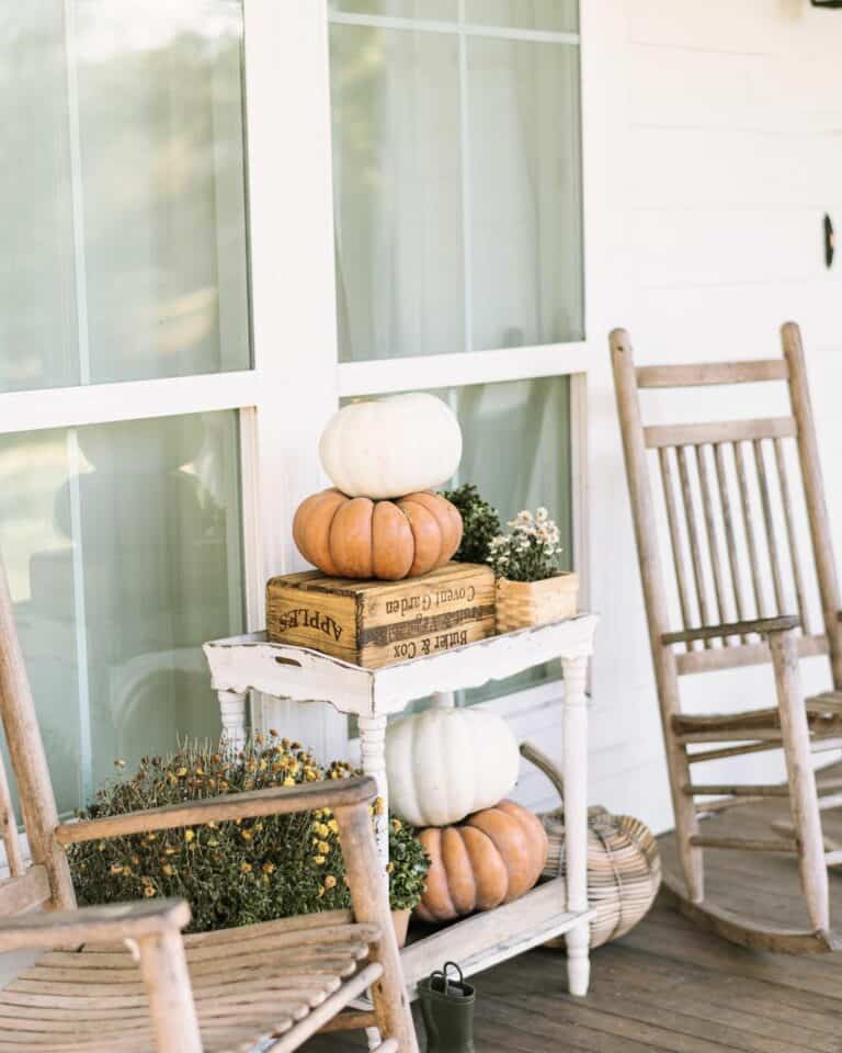 Front Porch With Pumpkin Patch Décor