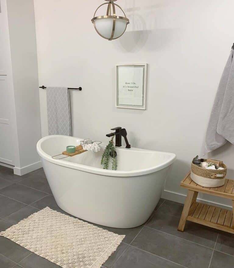 Globe Pendant Over a Freestanding Bathtub