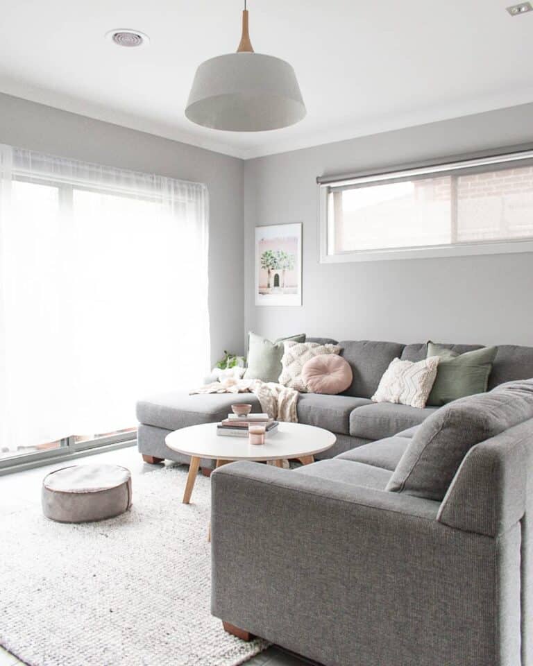 Gray and White Modern Feminine Living Room