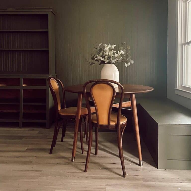 Green Breakfast Nook With Wooden Dining Set