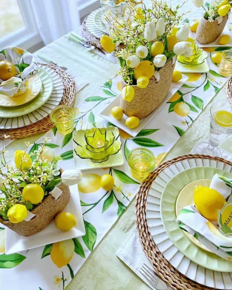Green and Yellow Lemon Tablescape