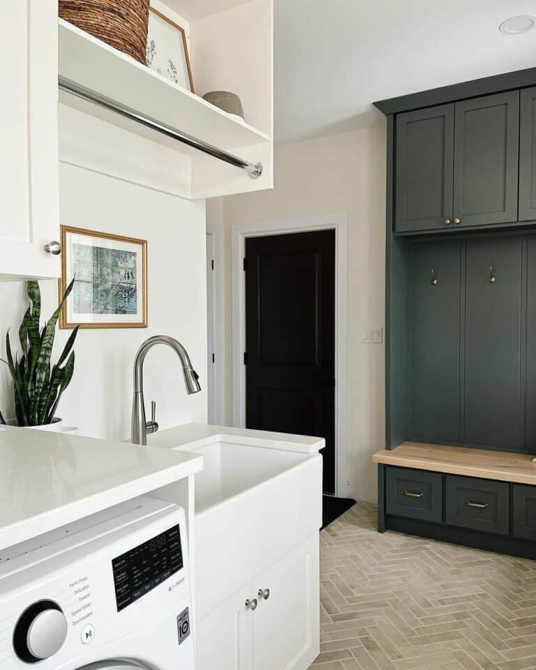 Herringbone Flooring for a Utility Space