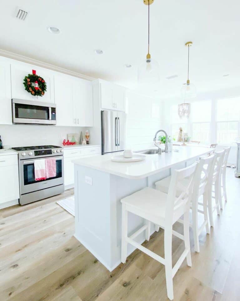 Holiday Décor Introduced in a White Kitchen