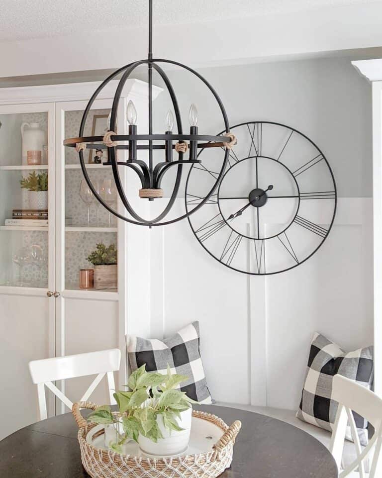 Kitchen Dinette With Black Globe Chandelier