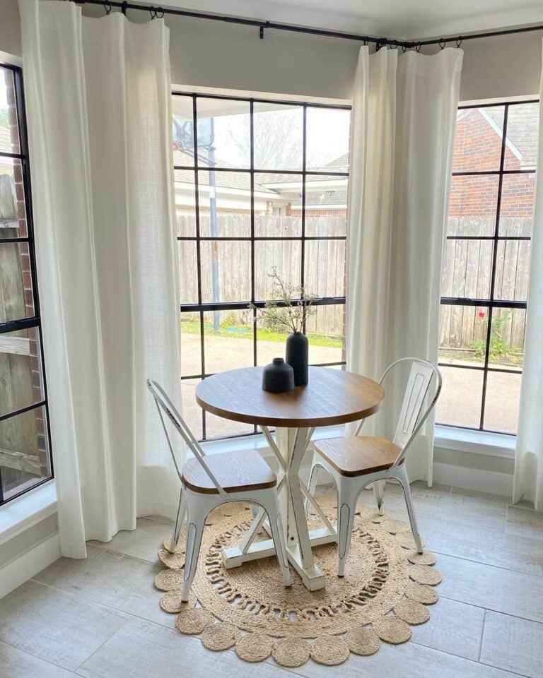 Kitchen Dinette With Black Grid Frame Windows