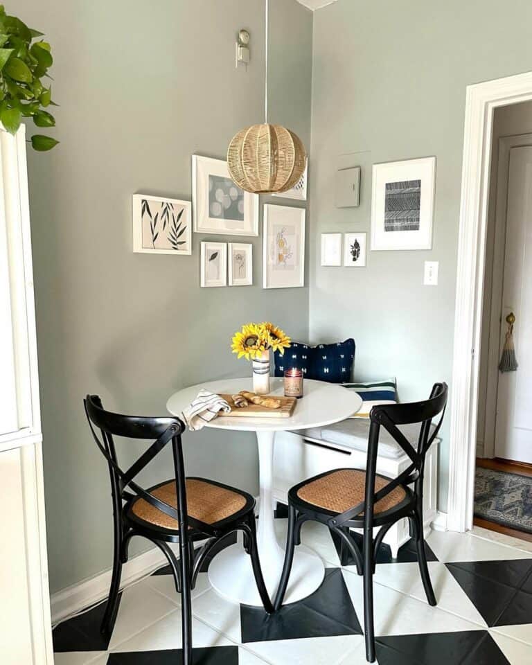 Kitchen Dinette With Black and White Checkered Floor