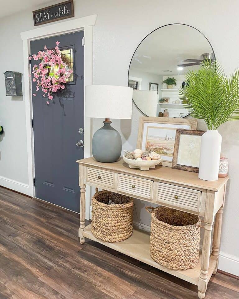 Light Wood Farmhouse Entry Table