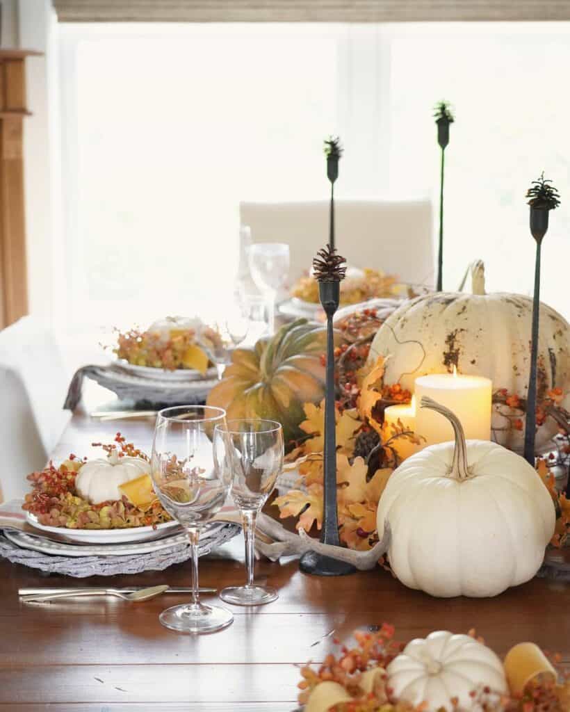 Maple Leaf and Pumpkin Autumn Tablescape