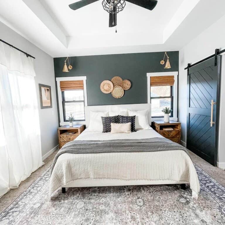 Master Bedroom With Dark Accent Wall