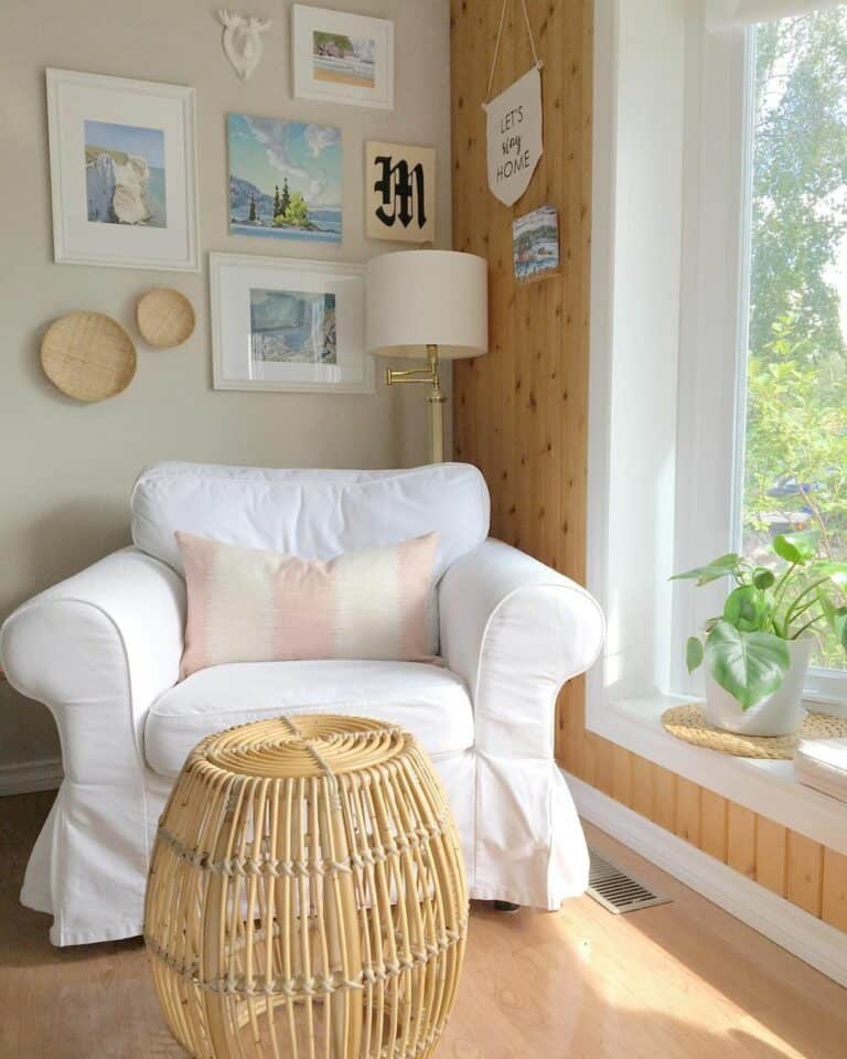 Minimalist Living Room With White Armchair