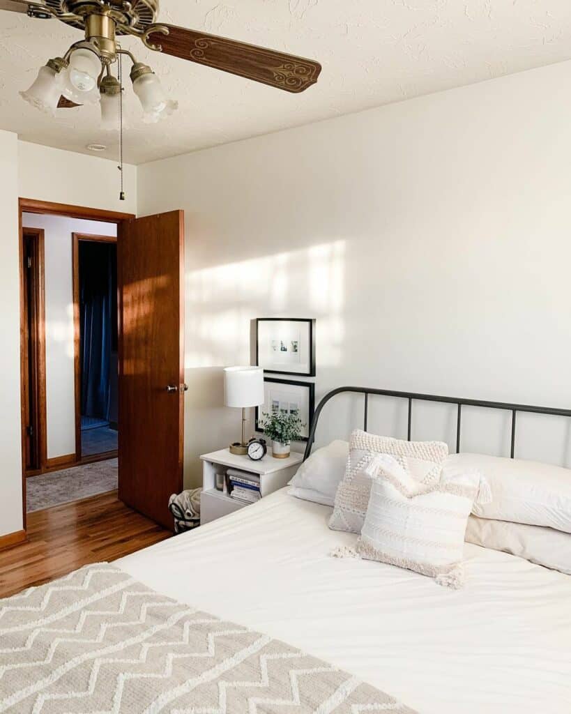 Minimalistic Boho Bedroom With Patterned Blanket