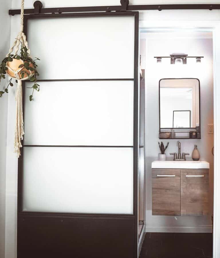 Modern Bathroom Door With Frosted Glass Panels