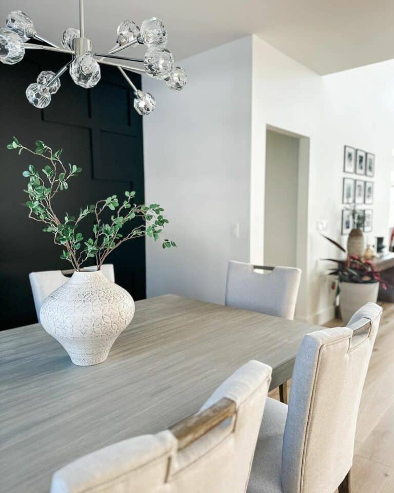 Modern Black Wall Dining Room With Contemporary Accessories