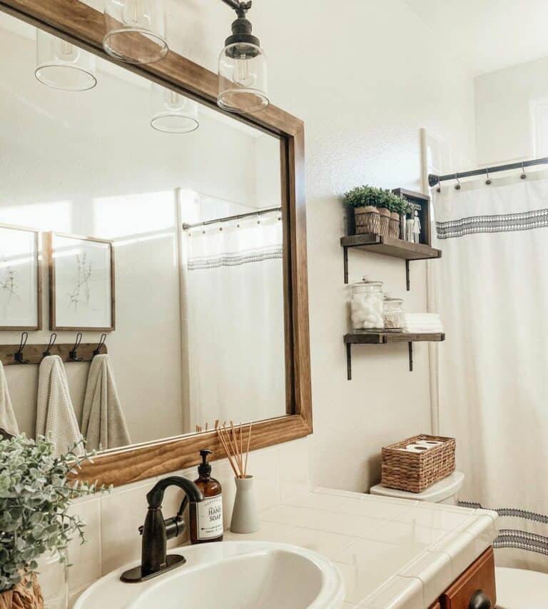 Modern Farmhouse Bathroom With Tile Vanity Counters