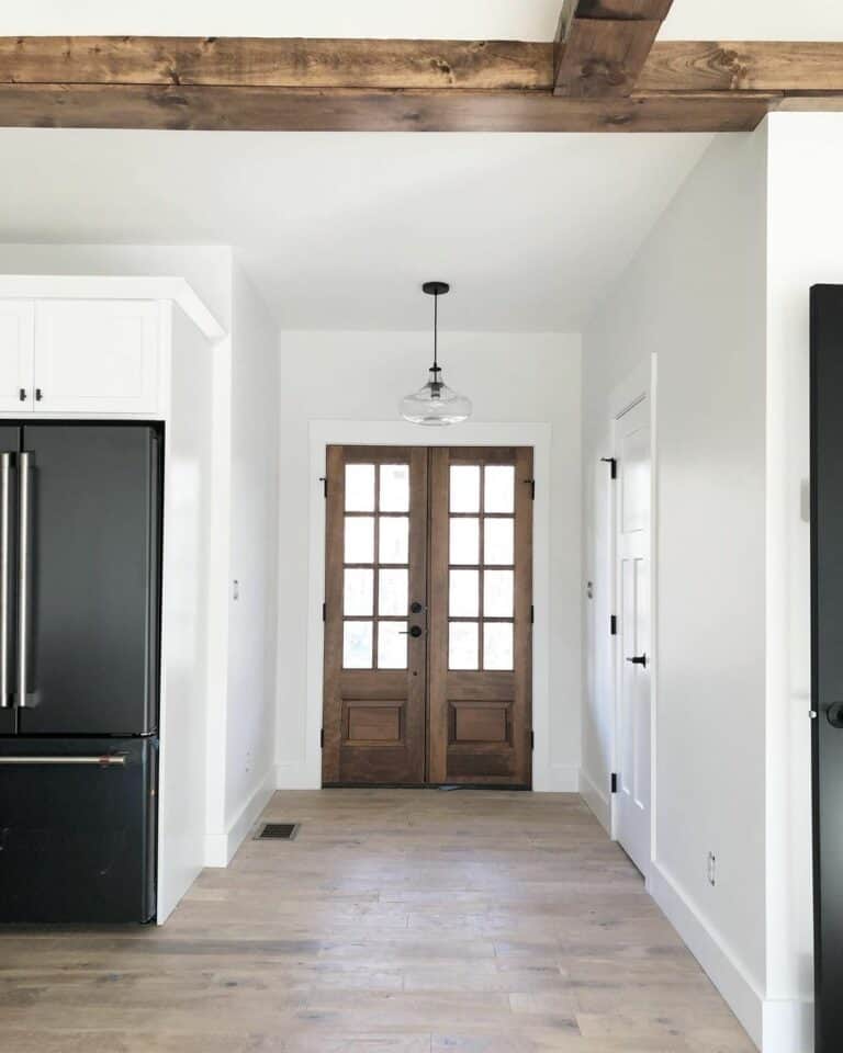 Modern Farmhouse Entry With Wood Double Doors
