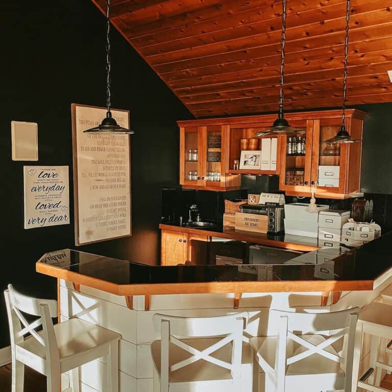 Modern Farmhouse Kitchen With Black Countertop